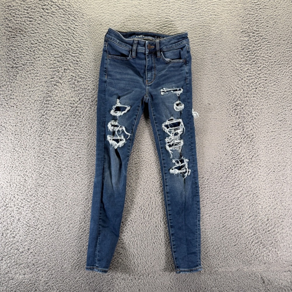 American Eagle Outfitters Next Level Jeans Womens 00 Blue Denim Jegging Stretch